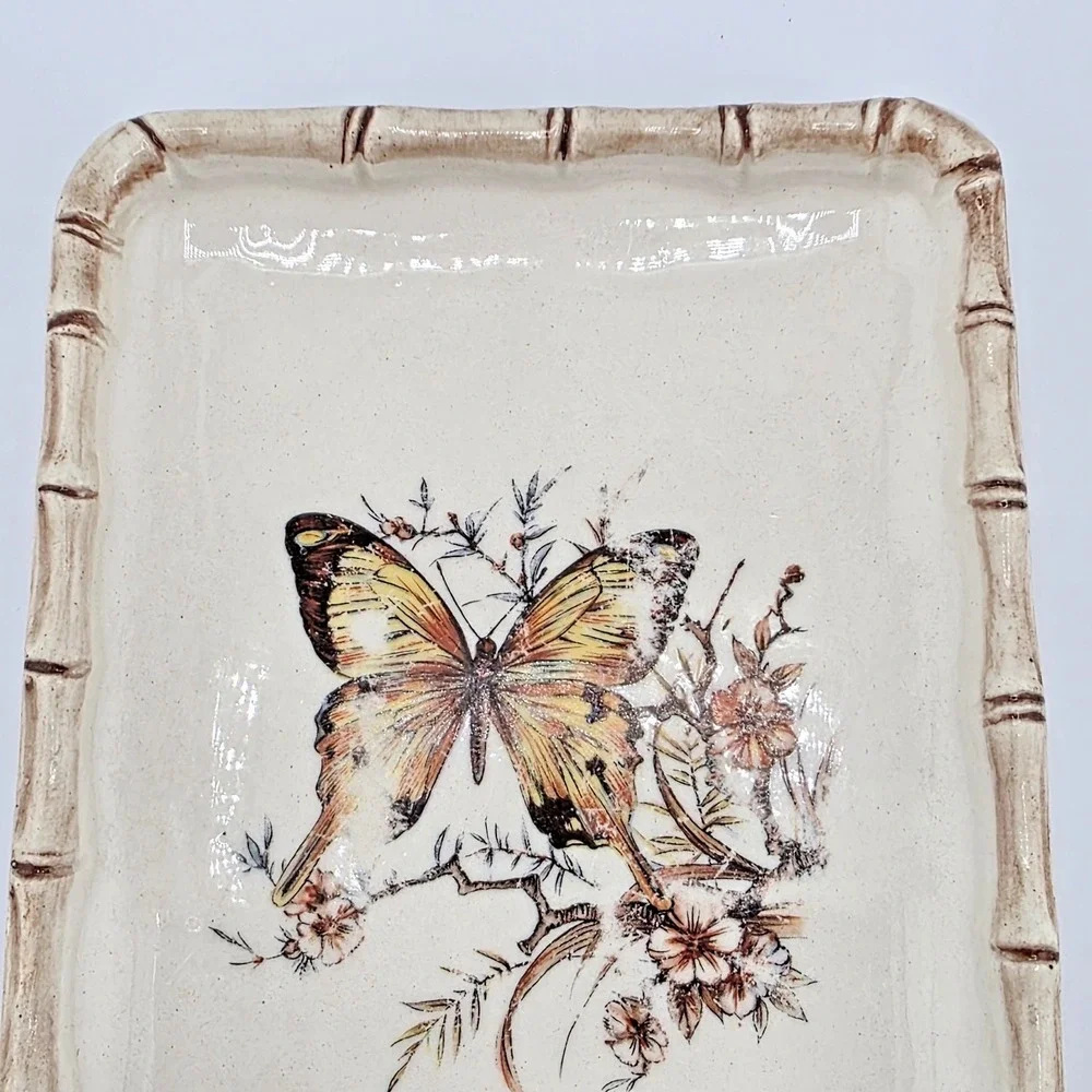 Vintage Florida Treasure Craft Butterfly Dish Tray Travel Art Pottery Ceramic